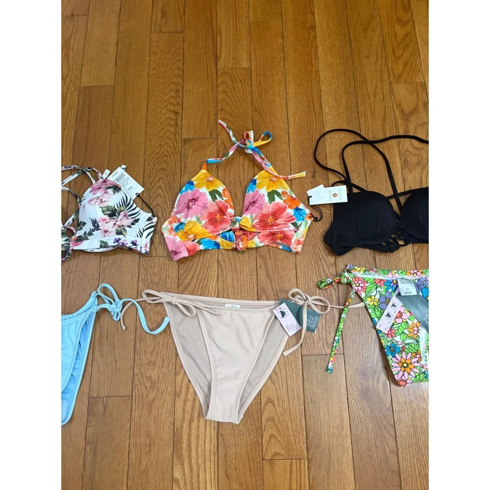 8pc NWT Target Bikini Bundle Shade & Shore Wild Fable Floral‎ Solid XS S 32B 36B